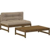 vidaXL 2-delige Loungeset met kussens massief hout honingbruin