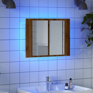 vidaXL Spiegelkast LED 60x12x45 cm bewerkt hout artisanaal eikenkleur