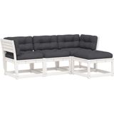 vidaXL 4-delige Loungeset met kussens massief grenenhout