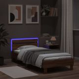 vidaXL Bedframe met hoofdbord en LED bruineikenkleurig 100x200 cm