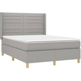 vidaXL Boxspring met matras stof lichtgrijs 140x190 cm