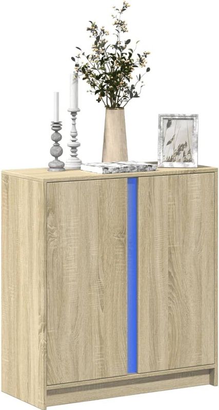 vidaXL - Dressoir - met - LEDx34x85 - cm - bewerkt - hout - sonoma - eikenkleurig