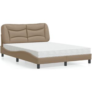 vidaXL Bed met matras kunstleer cappuccinokleurig 140x190 cm