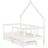 vidaXL Kinderbedframe met lades 70x140 cm massief grenenhout wit