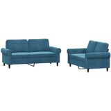 vidaXL 2-delige Loungeset met kussens fluweel blauw