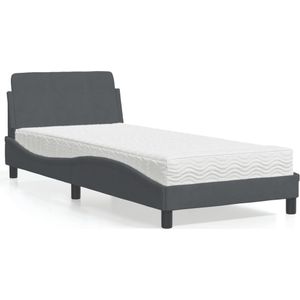 vidaXL Bed met matras fluweel donkergrijs 80x200 cm