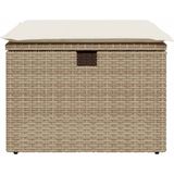 vidaXL Tuinkruk met kussen 55x55x37 cm poly rattan beige