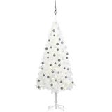 vidaXL Kunstkerstboom met verlichting en kerstballen 150 cm PVC wit