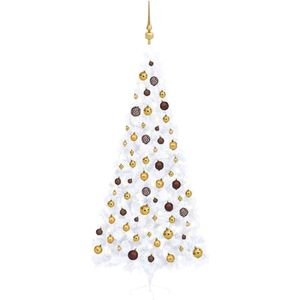 vidaXL Kunstkerstboom met verlichting en kerstballen half 240 cm wit