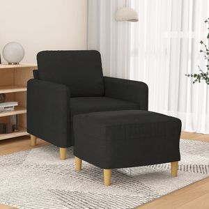 vidaXL Fauteuil met voetenbank 60 cm stof zwart