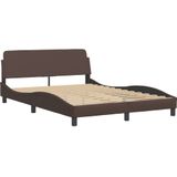 vidaXL Bedframe met hoofdbord kunstleer bruin 140x190 cm