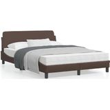 vidaXL Bedframe met hoofdbord kunstleer bruin 140x190 cm