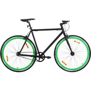 vidaXL Fiets met vaste versnelling 700 c 55 cm zwart en groen