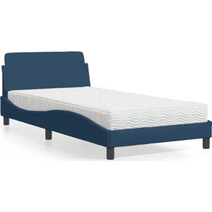 vidaXL Bed met matras stof blauw 100x200 cm