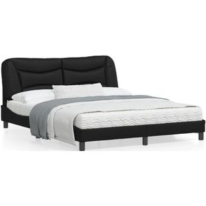 vidaXL Bedframe met hoofdbord kunstleer zwart 160x200 cm