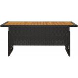 VidaXL-Tuintafel-100x50x43/63-cm-acaciahout-en-poly-rattan-zwart