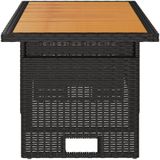 VidaXL-Tuintafel-100x50x43/63-cm-acaciahout-en-poly-rattan-zwart