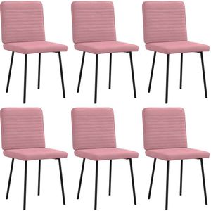 vidaXL Eetkamerstoelen 6 st fluweel roze