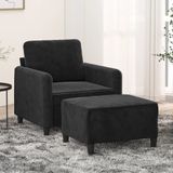 vidaXL Fauteuil met voetenbank 60 cm fluweel zwart