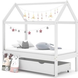vidaXL Kinderbedframe met lade massief grenenhout 70x140 cm wit