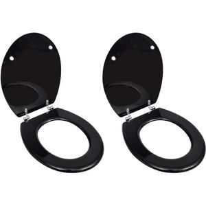 vidaXL Toiletbrillen met deksels 2 st MDF zwart