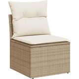 vidaXL 4-delige Loungeset met kussens poly rattan beige