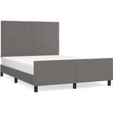 vidaXL Bedframe met hoofdbord kunstleer grijs 140x190 cm