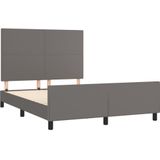 vidaXL Bedframe met hoofdbord kunstleer grijs 140x190 cm