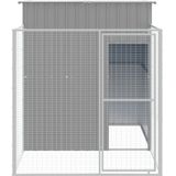 vidaXL Hondenhok met ren 165x251x181 cm gegalvaniseerd staal grijs