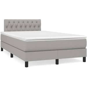 vidaXL Boxspring met matras en LED stof lichtgrijs 120x190 cm