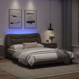 vidaXL Bedframe met LED-verlichting kunstleer grijs 140x190 cm