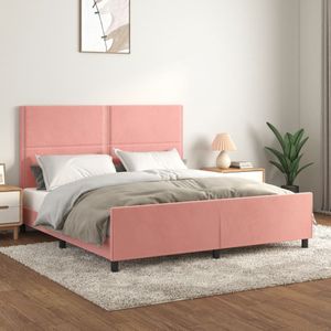 vidaXL Bedframe met hoofdeinde fluweel roze 180x200 cm