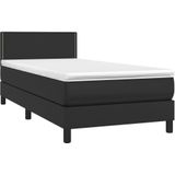 VidaXL Boxspring met Matras en LED Kunstleer Zwart 90x200 cm