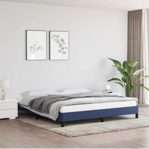 vidaXL Bedframe zonder matras stof blauw 160x200 cm