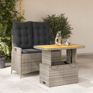 vidaXL 2-delige Tuinset met kussens poly rattan grijs