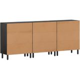 vidaXL Bijzetkasten 3 st 60x33x75 cm massief mangohout zwart