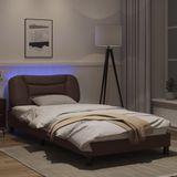 vidaXL Bedframe met LED-verlichting kunstleer bruin 100x200 cm