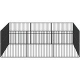 vidaXL Hondenkennel 12 panelen gepoedercoat staal zwart