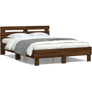 vidaXL Bedframe met hoofdeinde bruin eikenkleurig 120x190 cm