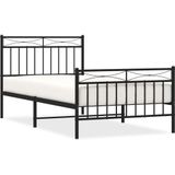 vidaXL Bedframe met hoofd- en voeteneinde metaal zwart 100x190 cm