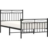 vidaXL Bedframe met hoofd- en voeteneinde metaal zwart 100x190 cm