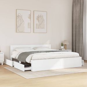 vidaXL Bedframe met hoofdeinde zonder matras 200x200 cm wit