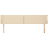 vidaXL Hoofdbord met randen 203x23x78/88 cm stof crèmekleurig