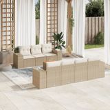vidaXL - 8-delige - Loungeset - met - kussens - poly - rattan - beige