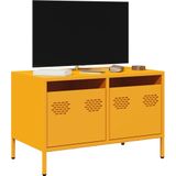 vidaXL Tv-meubel 68x39x43,5 cm koudgewalst staal mosterdgeel