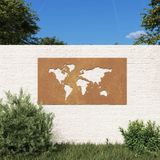 vidaXL Wanddecoratie tuin wereldkaartontwerp 105x55 cm cortenstaal