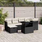 vidaXL 7-delige Loungeset met kussens poly rattan zwart