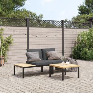 vidaXL 3-delige Loungeset met kussens aluminium zwart