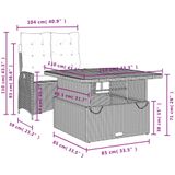 vidaXL 2-delige Tuinset met kussens poly rattan grijs