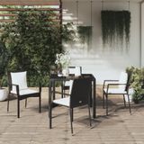 vidaXL 5-delige Tuinset met kussens poly rattan zwart